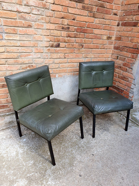 butaca silla skay verde metal 2u.